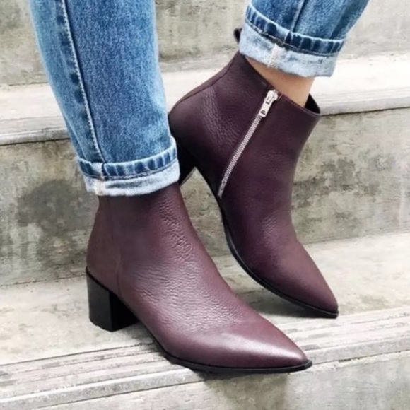 Everlane Boos Boot Purple Pointed Toe Ankle Leather Boots US 7.5  ($250) - Picture 1 of 7